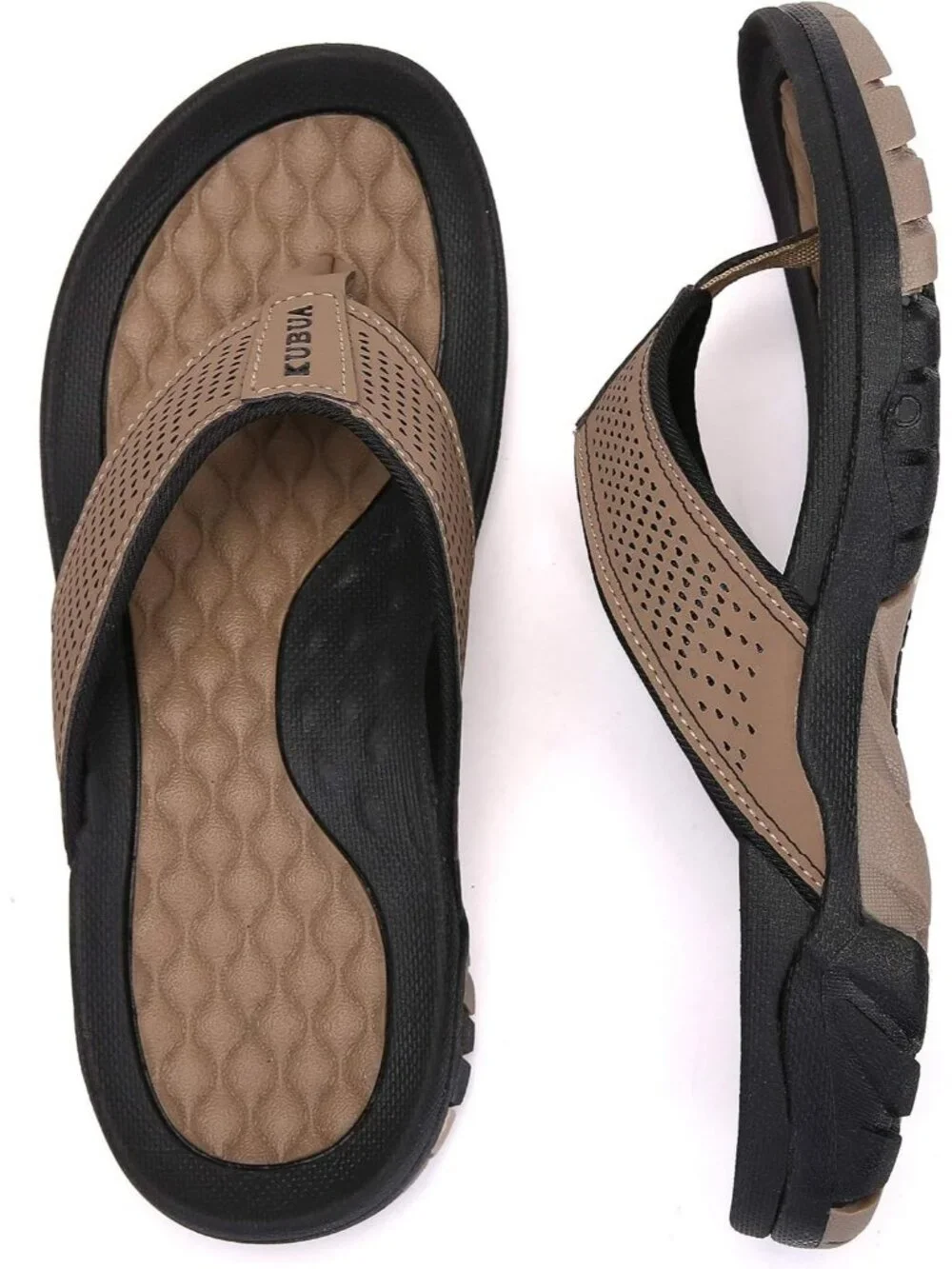 Men's Khaki Beach Flip-Flops Water Casual Outdoor Athletic Thong Sandal Slipper